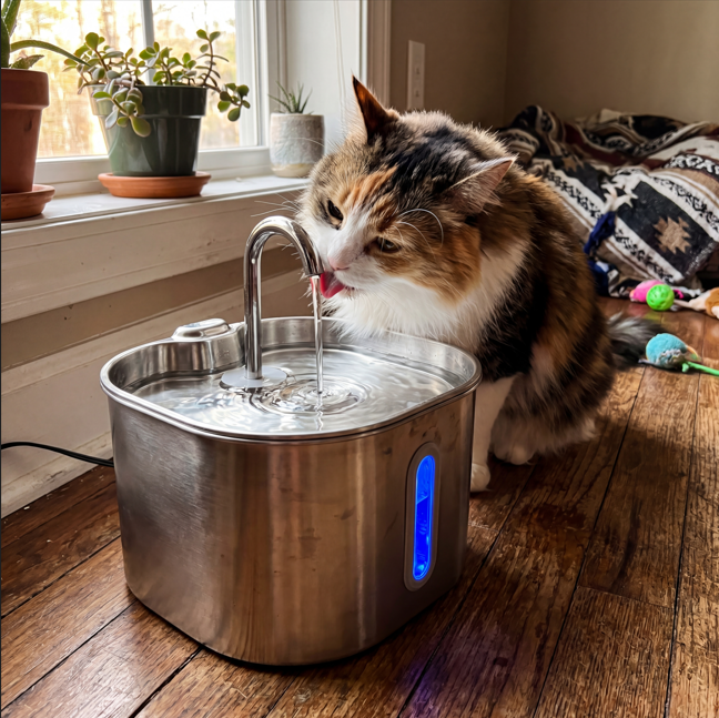 The SippyCat™ - 2.2L Stainless Fountain