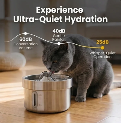 The SippyCat™ - 2L Stainless Fountain 2.0