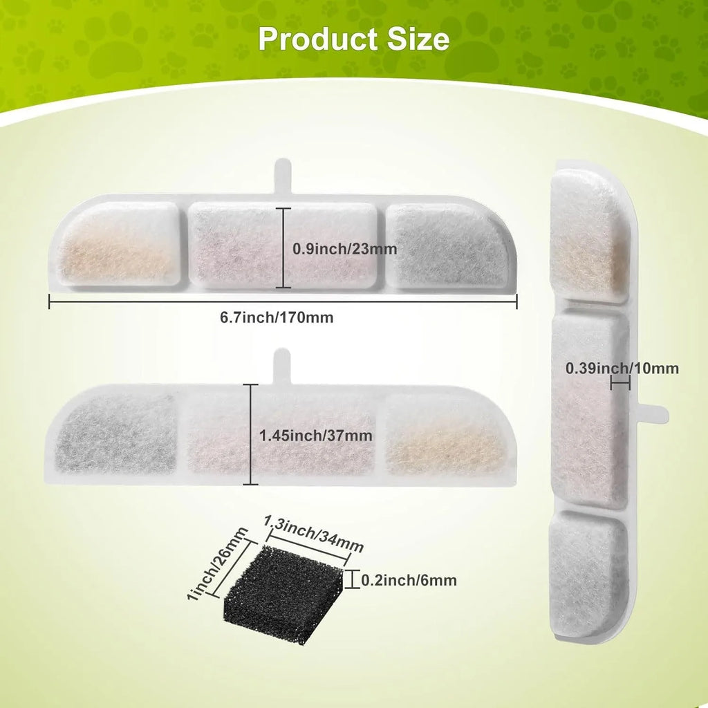 Downypaws Activated Carbon Filter Cartridge Replacement for Cat Drinking Fountain WFP6, 6/12 Pcs Pack